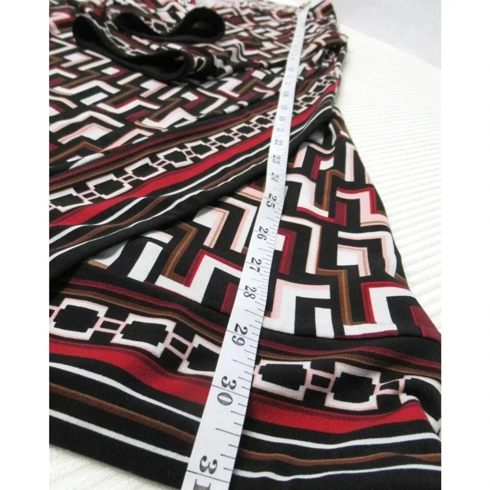 White House Black Market Red Tones Mini Moc Wrap Dress Sz Med Embroidered V Neck - Picture 6 of 11